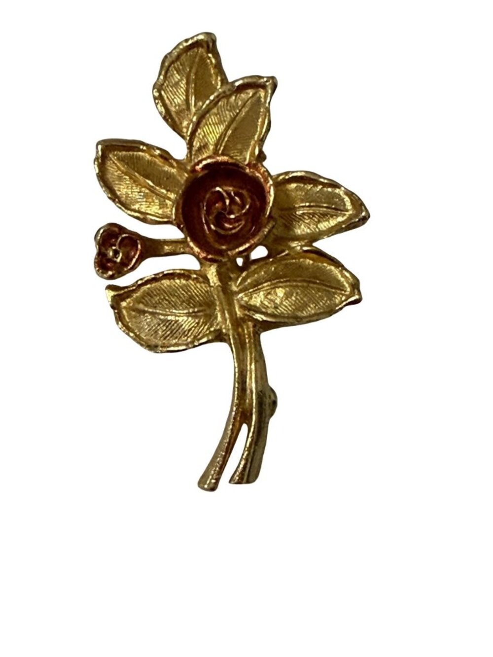 Vintage Avon Gold Tone Rose Flower Brooch Pin Floral Jewelry